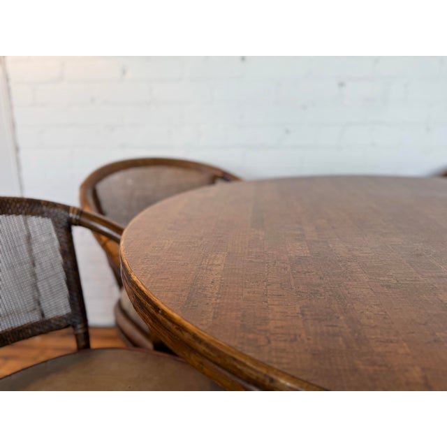 Coffee 1950s Ficks Reed Gaming Table W/ Set of Four Chairs - Set of 5 For Sale - Image 8 of 12