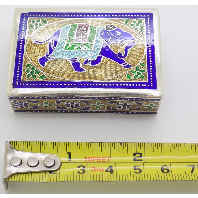 Vintage Handmade Sterling Silver 925 Indian Large Rectangular Pill Snuff Box For Sale - Image 11 of 11