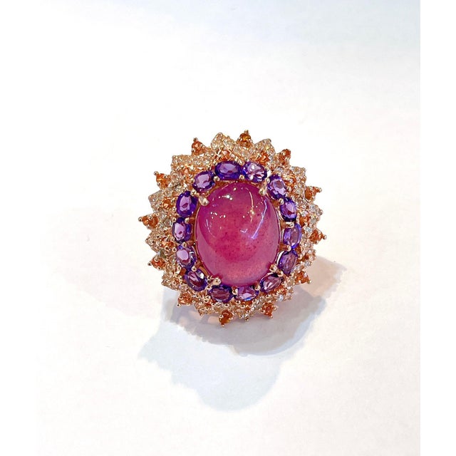 Not Yet Made - Made To Order Bochic “Orient” Ruby, Amethyst & Multi Gem Cocktail Ring In 18K Gold & Silver, Size 7 For Sale - Image 5 of 12