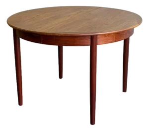 Danish Teak Round Dining Table – Vintage Mid Century Modern Table 1960s