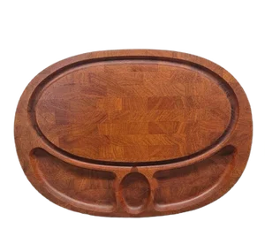 Oval Cutting Board or Serving Dish in Solid Teak from Digsmed, Denmark
