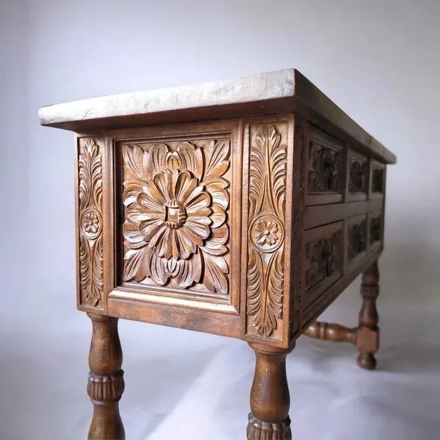 Spanish Hand Carved Console Table, 1920s For Sale - Image 6 of 10