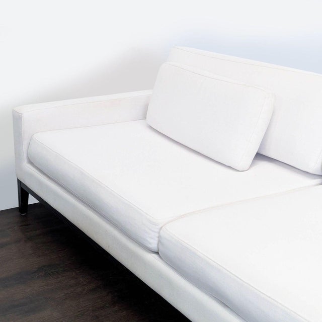Restoration Hardware Italia Modern 3-Seat White Sofa With Clean Lines and Bronze Legs For Sale In San Francisco - Image 6 of 7