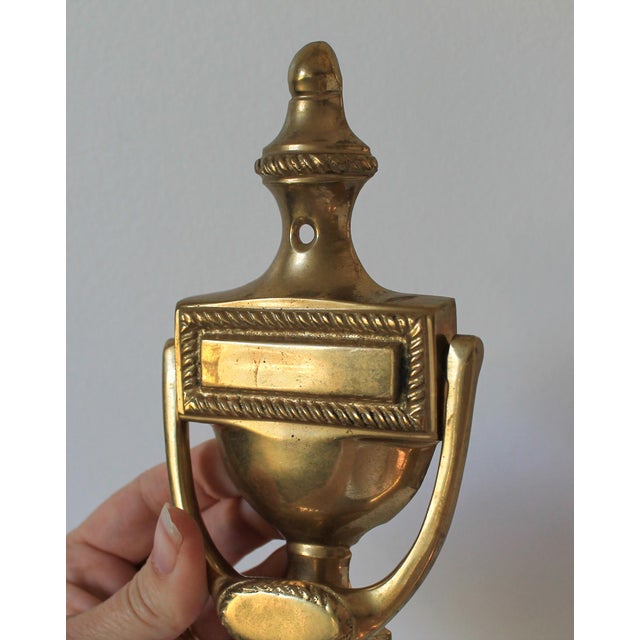 Late 20th Century Vintage Traditional Solid Brass Urn-Style Door Knocker For Sale - Image 5 of 9