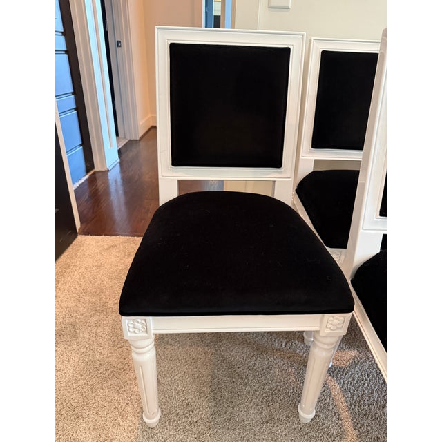 Modern Set of 6 Lacquered Wood Framed Dining Chairs For Sale - Image 3 of 6