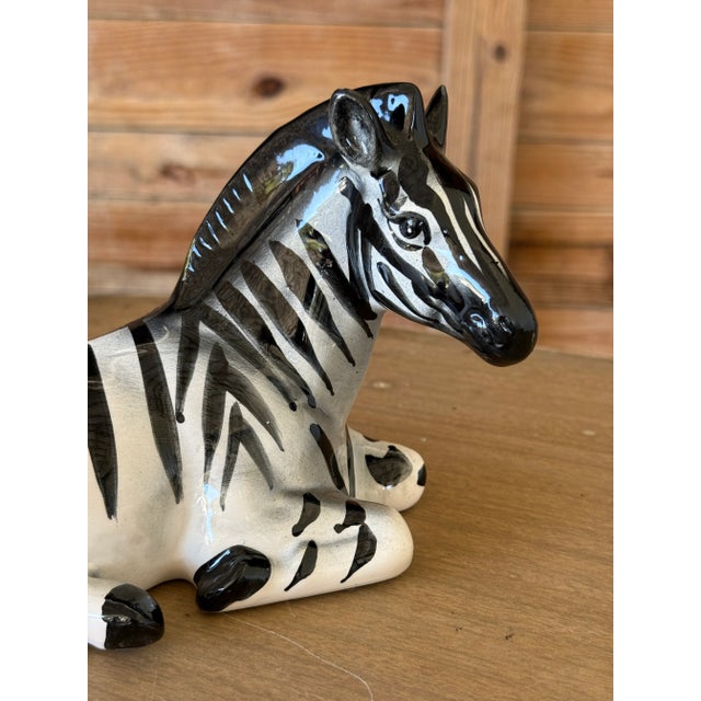 1980s Vintage Regency Hand-Painted Ceramic Zebra Figurine by Sv Italy For Sale - Image 5 of 10