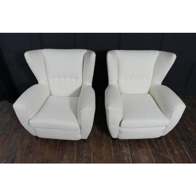 Mid-Century Italian Wingback Armchairs in Bouclé, 1950s, Set of 2 For Sale - Image 9 of 18