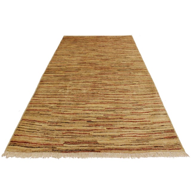 Modern Gabbeh Beige/Brown Wool Rug - 3'11'' X 5'3'' For Sale In New York - Image 6 of 10