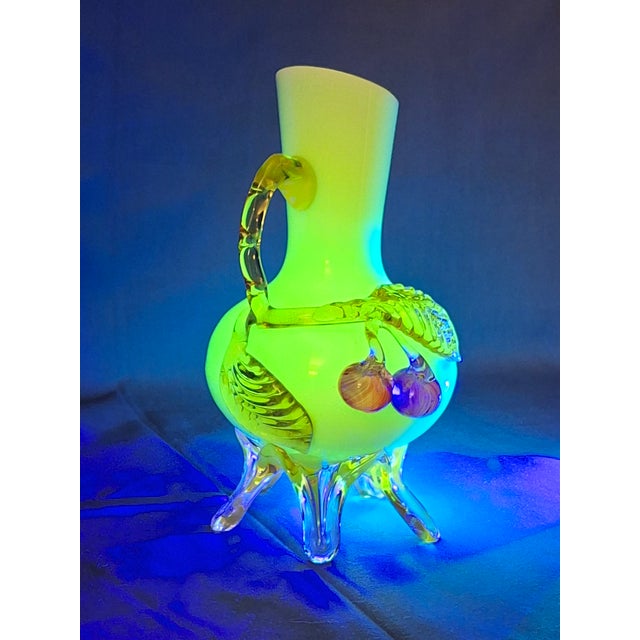 Antique Stevens & Williams Custard Uranium Glass Vase Applied Cherries Victorian C. 1880s For Sale - Image 15 of 18