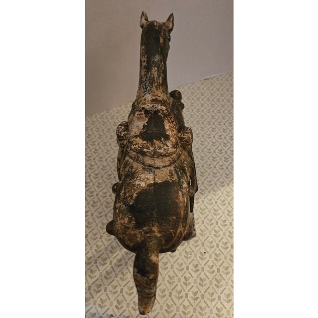 Asian Antique Antique Ming Heavy Iron War Horse. For Sale - Image 3 of 9