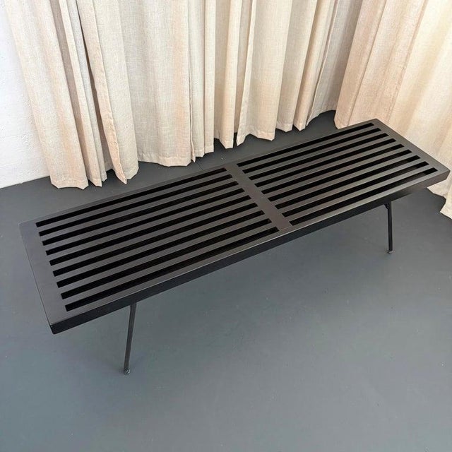 George Nelson Mid-Century Modern Black Lacquered Slat Bench Coffee Table For Sale - Image 4 of 8