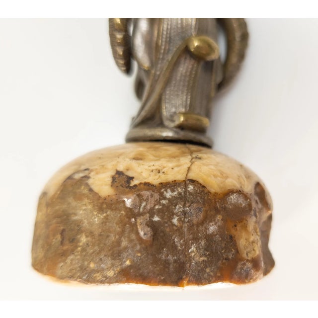 19th Century Bronze Figure of a Ram's Head on Petrified Stone Base, Probably French For Sale - Image 11 of 12