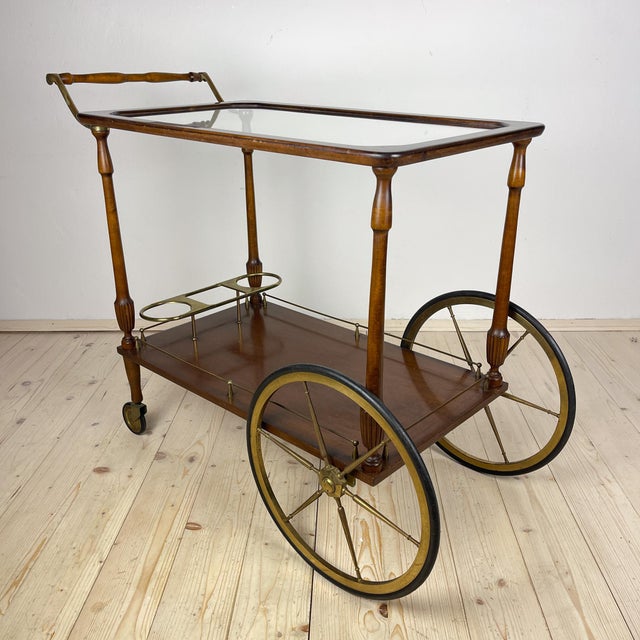 Mid-Century Modern Wooden Bar Cart Trolley, Italy, 1970s For Sale - Image 3 of 18