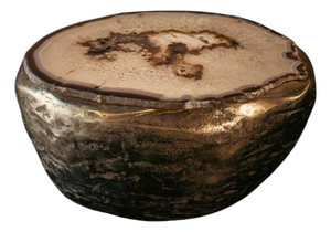 Ernest Coffee Table in Agate Gemstone & Cast Brass by Alex Turco