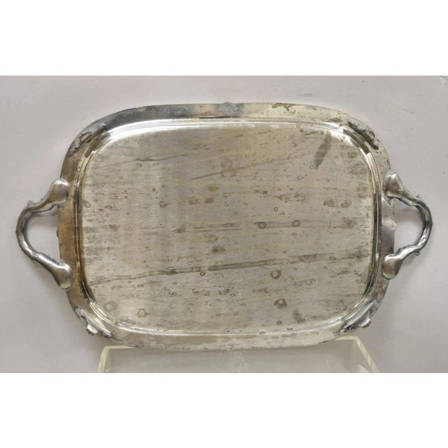 Vintage Victorian Silver Plated Regency Twin Handle Bar Platter Serving Tray For Sale - Image 10 of 11