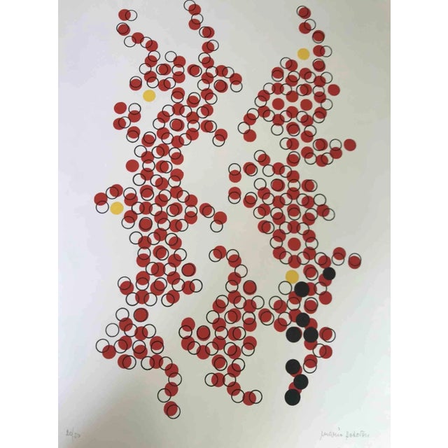 Mario Padovan, Red Circles, Original Screenprint, 1977 For Sale - Image 4 of 4
