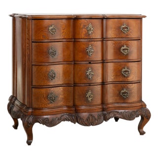 18th Century Danish Oak Rococo Chest of Four Drawers For Sale