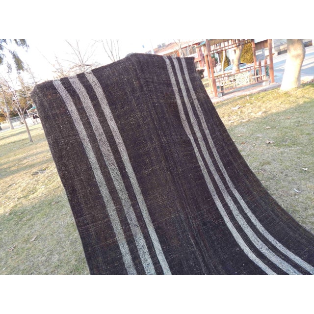 Black Vintage Goat Hair Turkish Kilim Rug 5′5″ × 9′10″ For Sale - Image 8 of 11