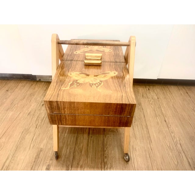 1960s Mid-Century Marquetry Sewing Table For Sale - Image 5 of 12