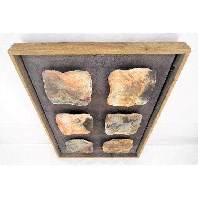 Large 33x47 Framed Fired Clay Wall Art Sculpture Abstract Textures Tray For Sale - Image 15 of 16