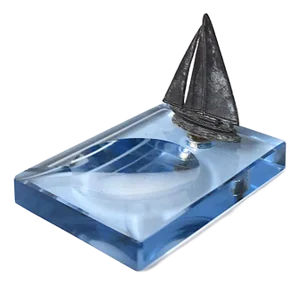 Nautical Glass Ashtray or Jewlery Dish With Sailboat