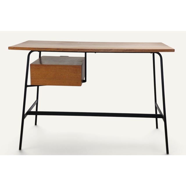 Desk by Pierre Paulin for Thonet in Oak and Black Metal, 1950s For Sale - Image 12 of 18