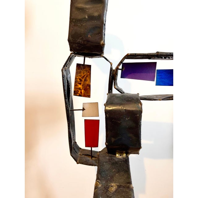 Italian Mid Century Mod Large Brutalist Welded Copper Enamel Sculpture Wood Base, c.1950's For Sale - Image 11 of 14