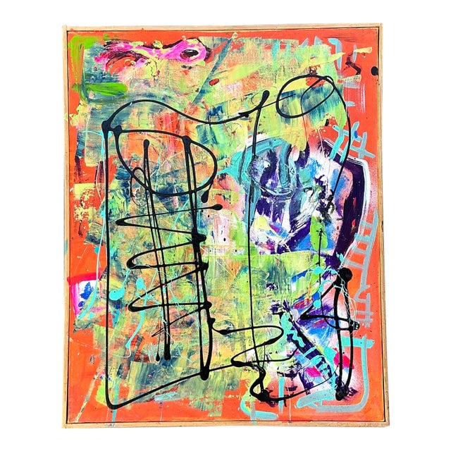 Vintage Aboriginal Abstract Oil on Canvas For Sale