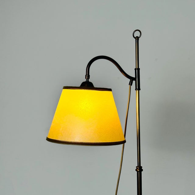 Mid-Century Modern Adjustable Brass Column Floor Lamp, Italy, 1930s For Sale - Image 4 of 11