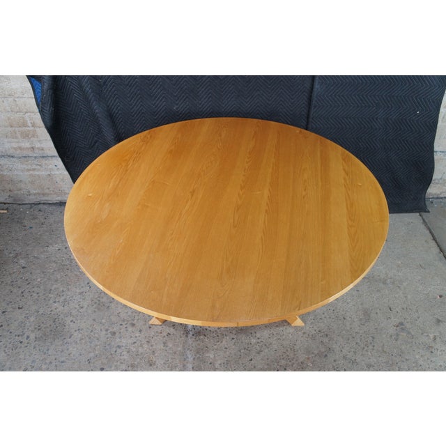 Brown Ralph Lauren Geometric Modern Round Ash Lauren Studio Dining Breakfast Table 68" For Sale - Image 8 of 12