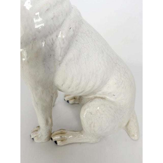 Ceramic White Glazed Ceramic Dog Sculpture, France, 1970s For Sale - Image 7 of 16