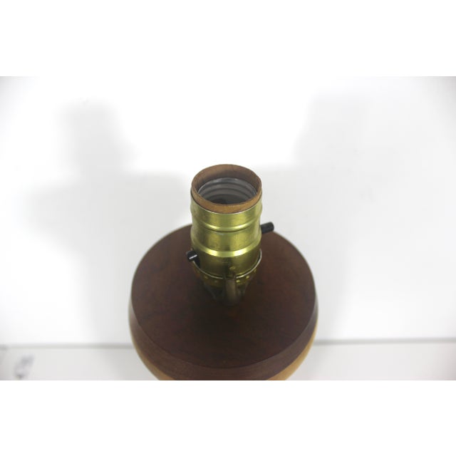 Wood Vintage Stacked Turned Wood Marquetry Table Lamp For Sale - Image 7 of 12