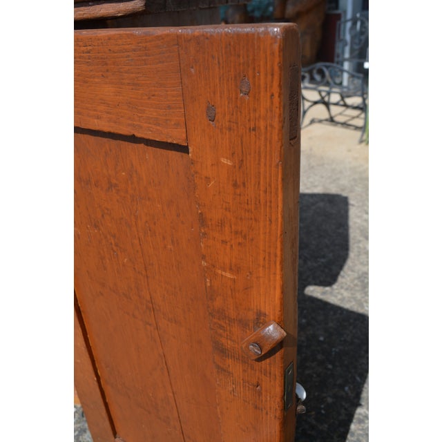 Antique Rustic Primitive Pine Dry Sink / Vanity Cabinet Cupboard W/ Lift Up Center Lid & 2 Side Drawers For Sale - Image 12 of 12