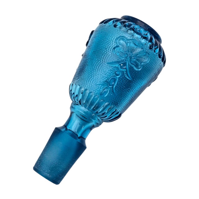 Mid 20th Century 1960s Empoli Italian Blue Glass Genie Bottle Decanter For Sale - Image 5 of 16