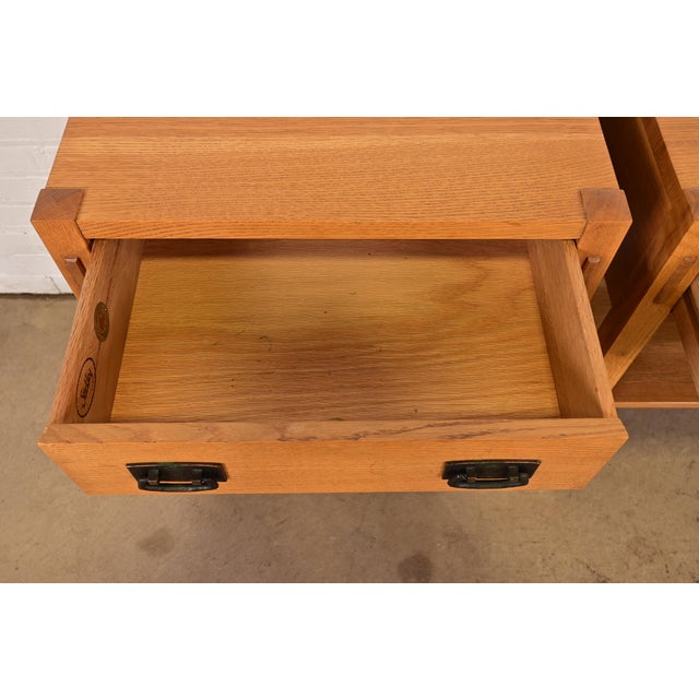 Brown Stickley Mission Oak Arts & Crafts Nightstands or Side Tables, Pair For Sale - Image 8 of 15