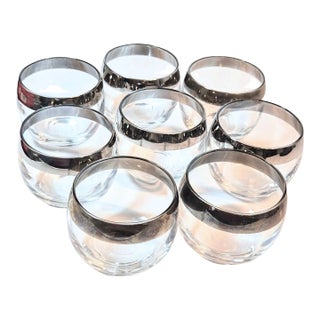 Dorothy Thorpe Silver Rimmed Roly Polies- Set of Eight For Sale