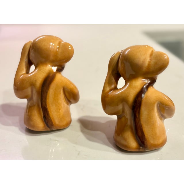 Mid 20th Century Mid 20th Century Trompe-L’Oeil Ceramic Cheeky Monkey Salt and Pepper Shakers For Sale - Image 5 of 9