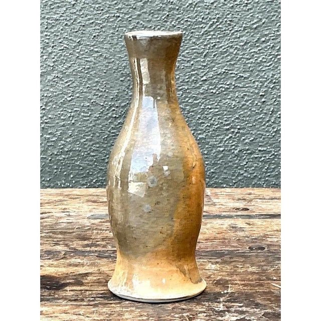 Vintage Glazed Ceramic Vase For Sale - Image 10 of 12