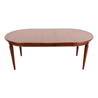 Henredon Style French Regency Louis XVI Walnut Extension Dining Table, Newly Refinished For Sale