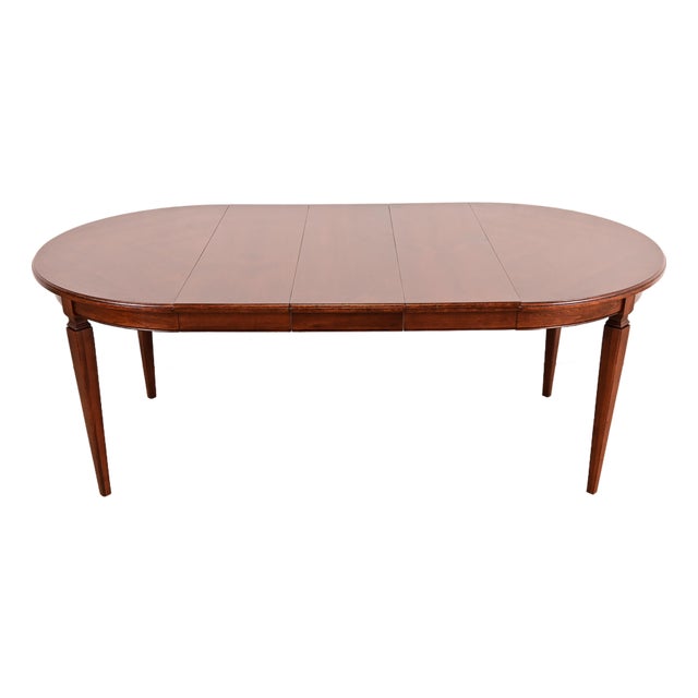 Henredon Style French Regency Louis XVI Walnut Extension Dining Table, Newly Refinished For Sale