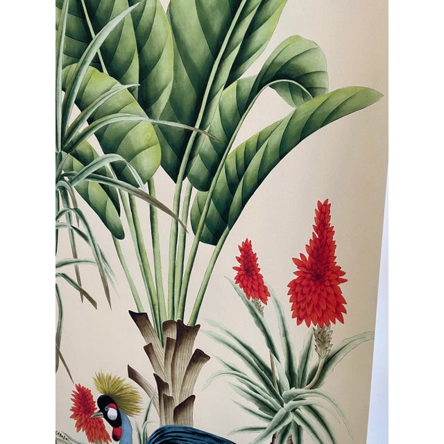 W24"*h48"/Panel, a Set of 2 Panels Vintage-Style Botanical Panels With Crowned Cranes on Cream Ground (No Frame) For Sale - Image 6 of 8