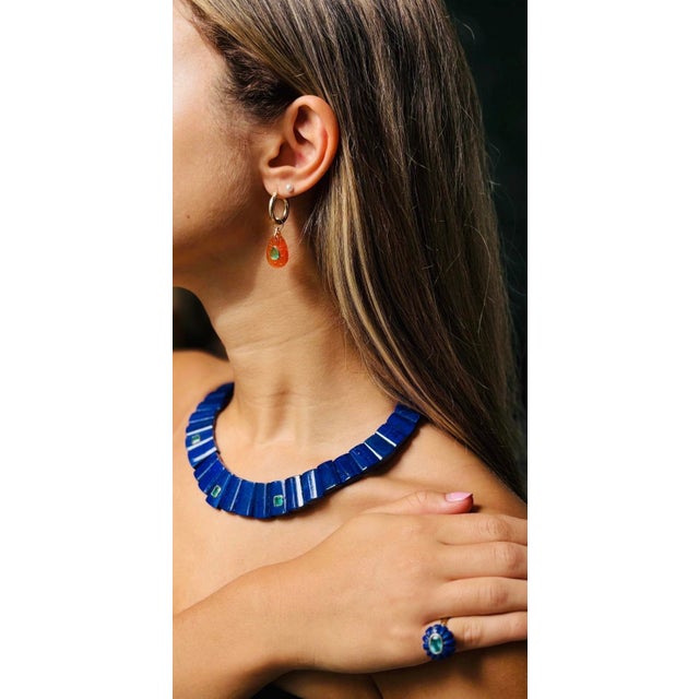Blue The Cleopatra Lapis Collar Necklace With Diamonds & 14k Gold For Sale - Image 8 of 8