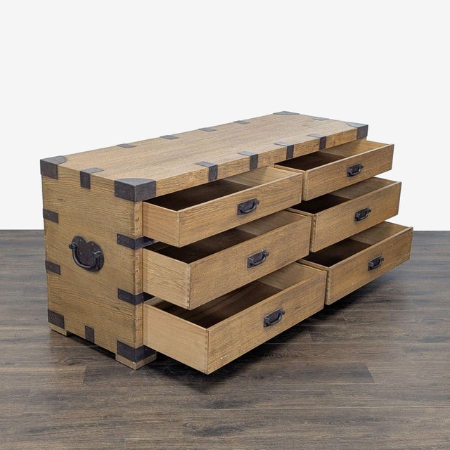 Industrial Restoration Hardware Industrial Wood 6-Drawer Dresser For Sale - Image 3 of 11