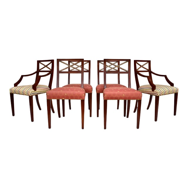 20th C Regency X Back Dining Chairs, Set of 6 For Sale