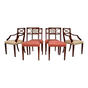 20th C Regency X Back Dining Chairs, Set of 6