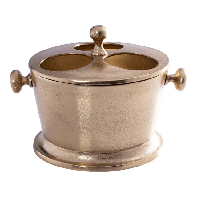 Gold Alloy Three Bottle Wine Bucket For Sale