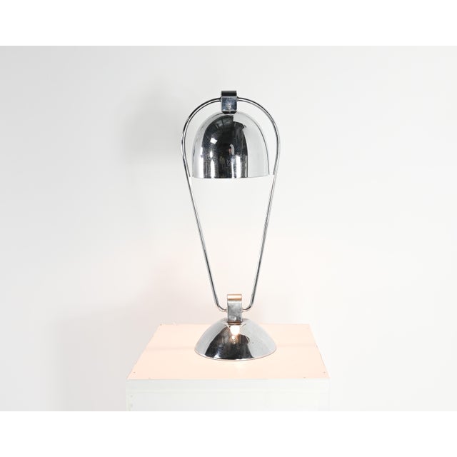 Modern Chromed Metal Lamp attributed to Yves Jujeau and André Mounique for Jumo, France, 1930s For Sale - Image 3 of 14