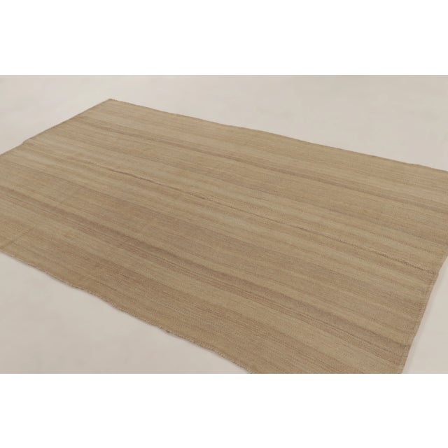 Rug & Kilim Rug & Kilim's Textural Beige Rez Kilim Flatweave With Linear Design For Sale - Image 4 of 11