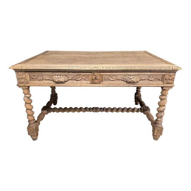 French Bleached Oak Writing Desk, 1860 For Sale