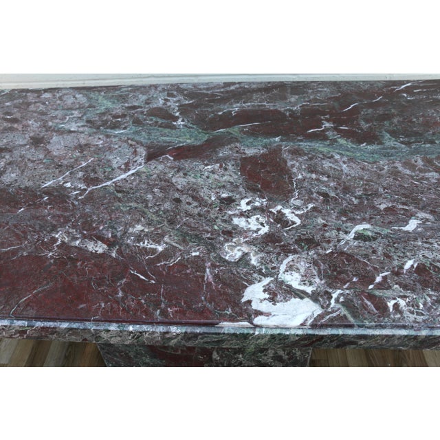 1970s Italian Postmodern Rosso Levanto Marble Dining Table | Monumental Modern Pedestal Table For Sale - Image 9 of 18
